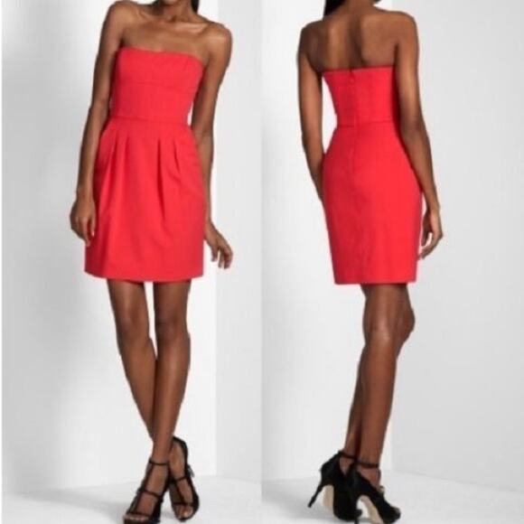 BCBGMaxAzria Dresses & Skirts - BCBGMaxAzria Vibrant Red Strapless Mini Dress Size 8